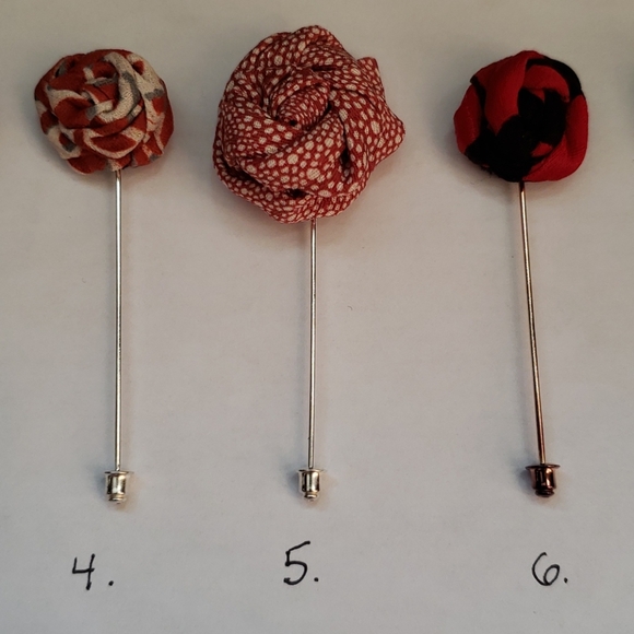 Hand sewn vintage kimono silk lapel stick pins - Picture 4 of 16